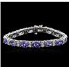 Image 1 : 14KT White Gold 17.85ctw Tanzanite and Diamond Bracelet