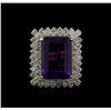 Image 1 : 14KT Yellow Gold 16.80ct Amethyst and Diamond Ring