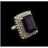 Image 2 : 14KT Yellow Gold 16.80ct Amethyst and Diamond Ring