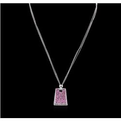 3.20ctw Pink Sapphire and Diamond Pendant With Chain - 18KT White Gold