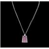Image 1 : 3.20ctw Pink Sapphire and Diamond Pendant With Chain - 18KT White Gold