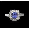 Image 1 : 14KT White Gold 1.23ct Tanzanite and Diamond Ring