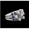 Image 2 : 14KT White Gold 3.08ctw Sapphire and Diamond Ring