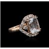 Image 2 : 14KT Rose Gold 6.39ct Aquamarine and Diamond Ring