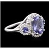 Image 2 : 14KT White Gold 3.26ctw Tanzanite and Diamond Ring