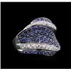 Image 2 : 10KT White Gold 2.71ctw Blue and White Sapphire Ring
