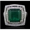 Image 1 : 14KT White Gold 6.03ct Emerald and Diamond Ring