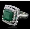 Image 2 : 14KT White Gold 6.03ct Emerald and Diamond Ring