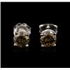 Image 1 : 14KT White Gold 1.15ctw Fancy Brown Diamond Stud Earrings