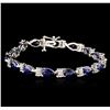 Image 1 : 14KT White Gold 13.65ctw Sapphire and Diamond Bracelet