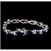 Image 2 : 14KT White Gold 13.65ctw Sapphire and Diamond Bracelet
