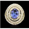 Image 1 : 14KT Yellow Gold 3.15ct Tanzanite & Diamond Ring