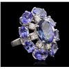 Image 2 : 14KT White Gold 18.66ctw Tanzanite Diamond Ring