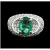 Image 1 : 14KT White Gold 2.50ct Emerald and Diamond Ring
