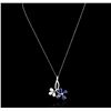 Image 1 : 14KT White Gold 4.80ctw Sapphire and Diamond Pendant With Chain