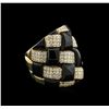 Image 2 : 1.88ctw Diamond and Onyx Ring - 18KT Yellow Gold