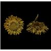 Image 2 : 0.38ctw Diamond Non-Pierced Sunflower Earrings - 18KT Yellow Gold