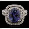 Image 1 : 14KT White Gold 4.77ct Tanzanite and Diamond Ring