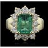 Image 1 : 14KT Yellow Gold 1.95ct Emerald and Diamond Ring
