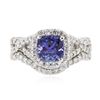 Image 1 : 14KT White Gold 1.41ct Tanzanite and Diamond Wedding Ring Set