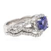 Image 2 : 14KT White Gold 1.41ct Tanzanite and Diamond Wedding Ring Set