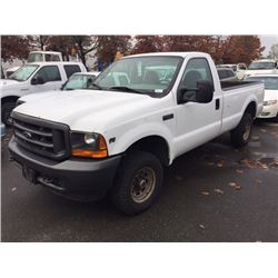 2001 FORD F-250 XL SUPER DUTY, 2 DOOR PU, WHITE, VIN # 1FTNF21L11EC22303