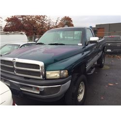 1997 DODGE RAM LARAMIE SLT, 2 DOOR PU, GREEN, VIN # 1B7KF26Z6VJ525896