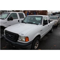 2004 FORD RANGER, 2 DOOR PU, WHITE, VIN # 1FTZR44U44PA19679