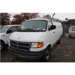 2000 DODGE RAM 2500, CARGO VAN, WHITE, VIN # 2B7JB21Y8YK165206
