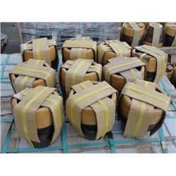 GROUP OF 10 SMALL 2 TONE WITH ROPE CORD ACCENT CERAMIC PLANTERS