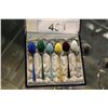 Image 1 : STERLING SILVER 6PC ENAMELLED SPOON SET