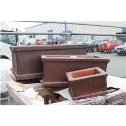 3PC HEAVY ORANGE- BROWN CLAY PLANTER SET