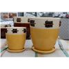 Image 2 : 2PC 2 TONE WITH ROPE CORD ACCENT PLANTER SET ( BROWN AND YELLOW, FIRST COME FIRST SERVE)