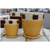 Image 2 : 2PC 2 TONE WITH ROPE CORD ACCENT PLANTER SET ( BROWN AND YELLOW, FIRST COME FIRST SERVE)