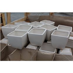 GROUP LOT OF 10 SMALL CREME COLOURED CERAMIC PLANTERS