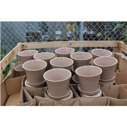 GROUP LOT OF 10 SMALL BEIGE CERAMIC PLANTERS