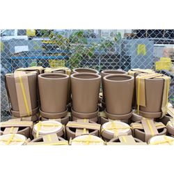 GROUP LOT OF 10 MOCHA BROWN CERAMIC PLANTERS