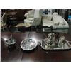 Image 1 : LOT OF SILVER PLATED SERVING PIECES; TEA SET, SALAD BOWL AND PLATTER