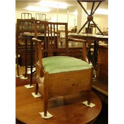 Late 18c fruitwood open arm commode chair wit…