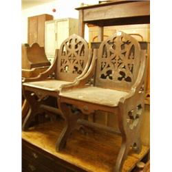 Pair of oak Gothic chairs, circa 1900…