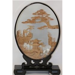 CHINESE CORK SCULPTURE SHADOW BOX