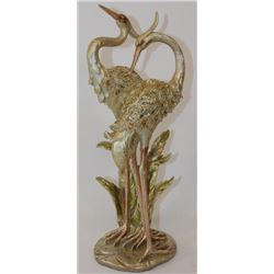 POLYRESIN DECORATIVE HERON BIRD STATUE WITH METALLIC FINISH