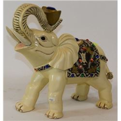 IVORY RESIN THAI ELEPHANT W/ MULTI COLOR JEWELS