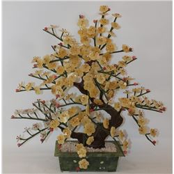 HAND CARVED JADE STONE PLUM BLOSSOM TREE