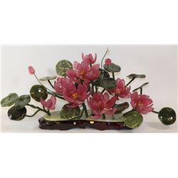 HAND CARVED JADE STONE LOTUS FLOWERS