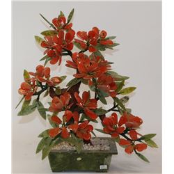 HAND CARVED JADE STONE POINSETTIA