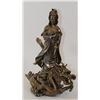 Image 1 : KWAN YIN STANDING ON DRAGON, POLYRESIN  BODY COATED WITH  BRASS  POWDER