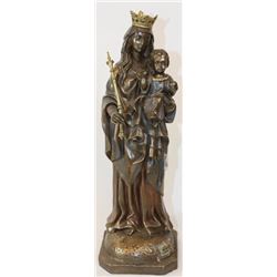 VIRGIN MARY W/ BABY JESUS STATUE,  POLYRESIN  BODY COATED WITH  BRASS POWDER