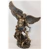 Image 1 : ARCHANGEL ST. MICHAEL SLAYING THE DEMON STATUE,  POLYRESIN  BODY COATED WITH  BRASS POWDER