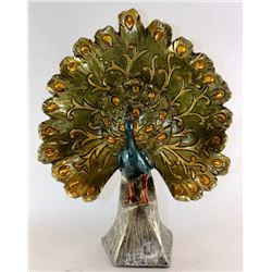 POLYRESIN PEACOCK FIGURINE
